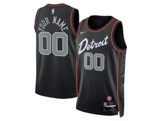 Custom Detroit Pistons Black 2023/24 City Edition Jersey