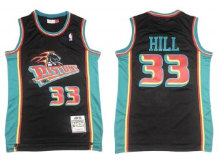 M&N Detroit Pistons #33 Grant Hill Black 1988/89 Hardwood Classics Jersey