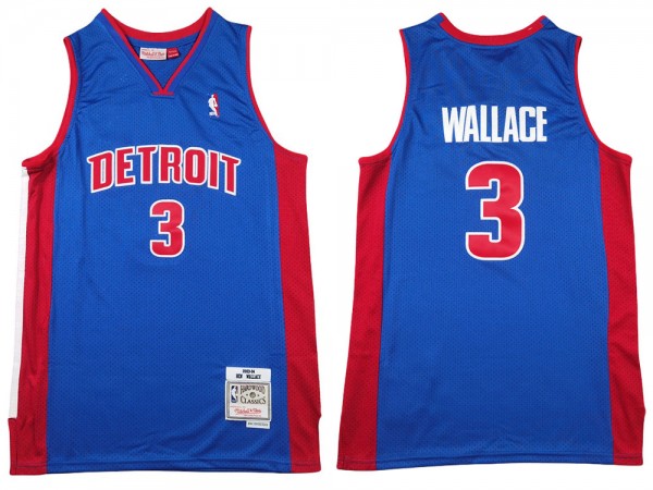 M&N Detroit Pistons #3 Ben Wallace Blue 2003/04 Hardwood Classics Jersey