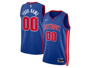 Custom Detroit Pistons Blue Icon Edition Jersey