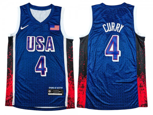 USA Basketball #4 Stephen Curry Navy 2024 Summer Olympics Jersey