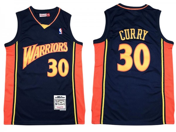 M&N Golden State Warriors #30 Stephen Curry Navy 2009-10 Hardwood Classics Jersey