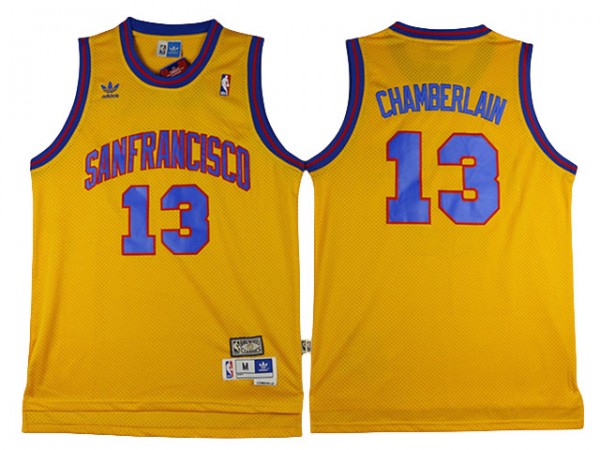 Golden State Warriors #13 Wilt Chamberlain Gold Hardwood Classic Jersey