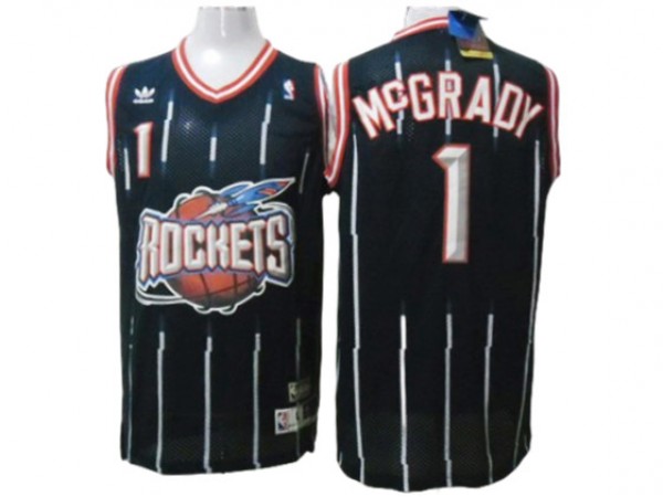 Houston Rockets #1 Tracy McGrady Navy Pinstripe Hardwood Classic Jersey