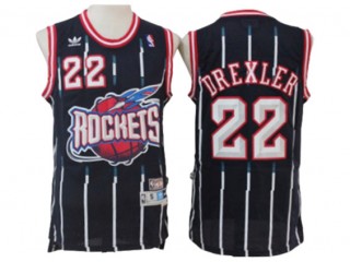 Houston Rockets #22 Clyde Drexler Navy Pinstripe Hardwood Classic Jersey