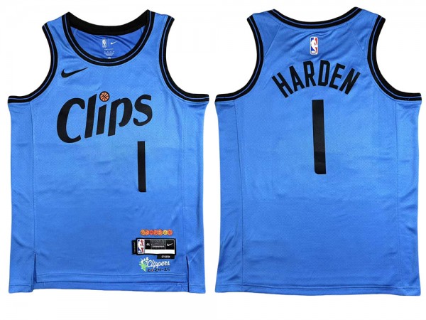 Los Angeles Clippers #1 James Harden Blue 2024/25 City Edition Jersey