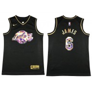 Los Angeles Lakers #6 Lebron James Black Gold Diamond Swingman Jersey