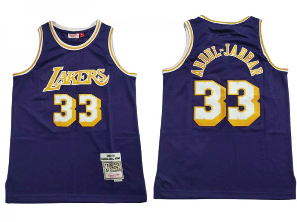 M&N Los Angeles Lakers #33 Kareem Abdul-Jabbar Purple 1984/85 Hardwood Classic Jersey