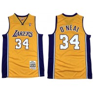 M&N Los Angeles Lakers #34 Shaquille O'neal Yellow 1999-00 Hardwood Classics Jersey