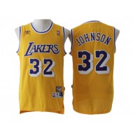 Los Angeles Lakers #32 Magic Johnson Yellow Hardwood Classic Jersey