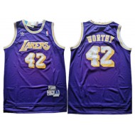 Los Angeles Lakers #42 James Worthy Purple Hardwood Classics Swingman Jersey