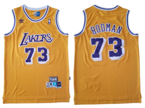 Los Angeles Lakers #73 Dennis Rodman Yellow Hardwood Classics Swingman Jersey