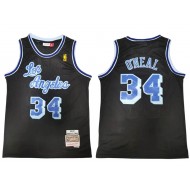 M&N Los Angeles Lakers #34 Shaquille O'neal Black/Blue 1996/97 Hardwood Classics Jersey