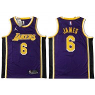 Los Angeles Lakers #6 Lebron James Purple Swingman Jersey - Embroider Edition