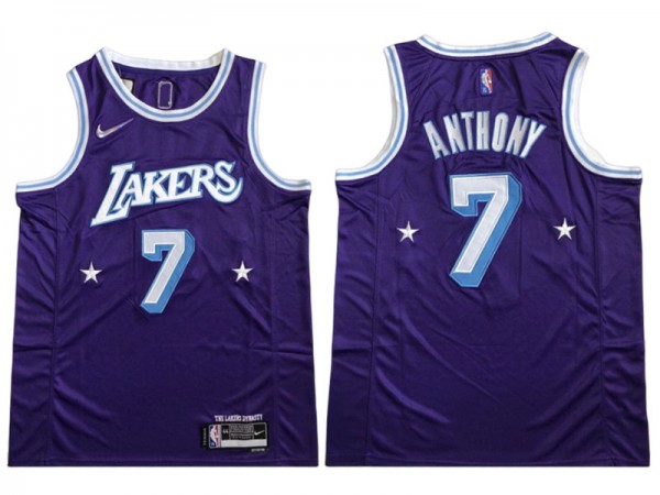 Los Angeles Lakers #7 Carmelo Anthony Purple 2021/22 City Edition Swingman Jersey - Embroider Edition