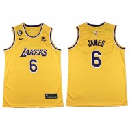 Los Angeles Lakers #6 Lebron James Yellow Swingman Jersey