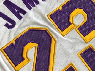 Los Angeles Lakers #23 Lebron James White Embroider Edition Jersey