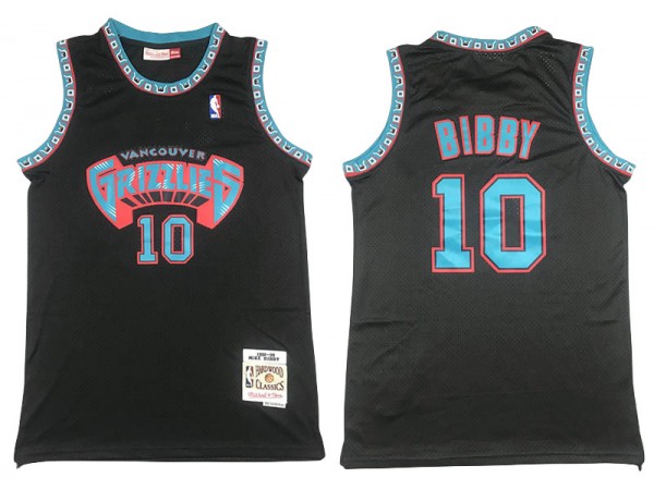 M&N Vancouver Grizzlies #10 Mike Bibby Black 1998/99 Hardwood Classics Jersey