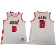 M&N Miami Heat #3 Dwyane Wade White Hardwood Classic Jersey