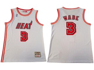 M&N Miami Heat #3 Dwyane Wade White Hardwood Classic Jersey