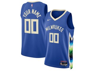 Custom Milwaukee Bucks Blue City Edition Swingman Jersey