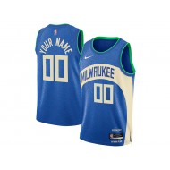 Custom Milwaukee Bucks Blue 2023/24 City Edition Swingman Jersey