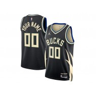 Custom Milwaukee Bucks Black Statement Edition Jersey