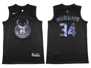 Milwaukee Bucks #34 Giannis Antetokounmpo Black Rainbow Swingman Jersey