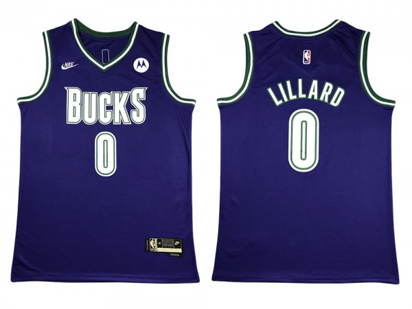 Milwaukee Bucks #0 Damian Lillard Purple Swingman Jersey