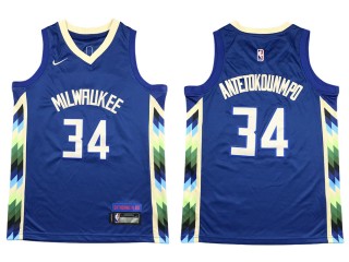 Milwaukee Bucks #34 Giannis Antetokounmpo 2022-23 Blue City Edition Swingman Jersey