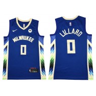 Milwaukee Bucks #0 Damian Lillard Blue City Edition Swingman Jersey