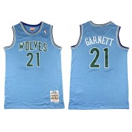 M&N Minnesota Timberwolves #21 Kevin Garnett Light Blue 1995/96 Hardwood Classics Jersey