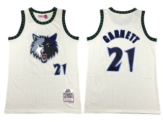 M&N Minnesota Timberwolves #21 Kevin Garnett Cream Chainstitch Swingman Jersey