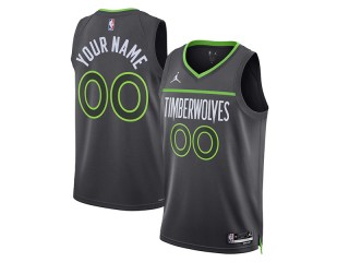 Custom Minnesota Timberwolves Black Statement Edition Swingman Jersey