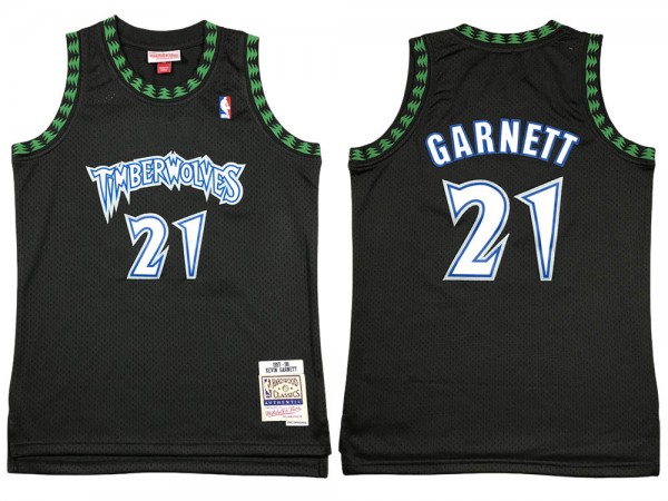 M&N Minnesota Timberwolves #21 Kevin Garnett Black 1997/98 Hardwood Classics Jersey