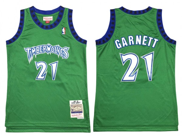 M&N Minnesota Timberwolves #21 Kevin Garnett Green Hardwood Classics Jersey