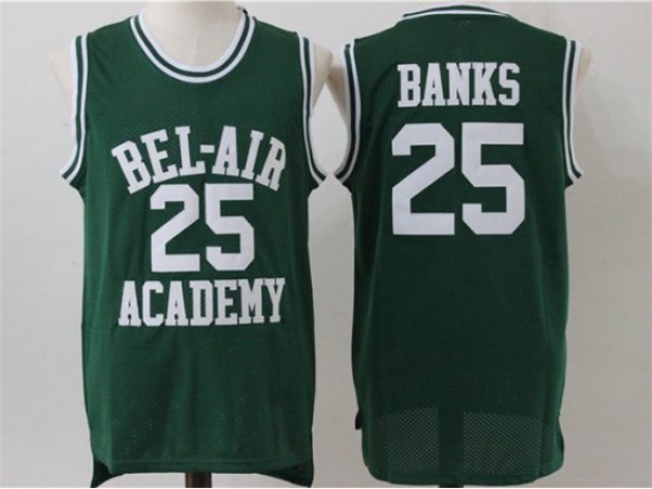 The Fresh Prince of Bel-Air Bel-Air Academy #25 Carlton Banks Green Movie Basketball Jersey