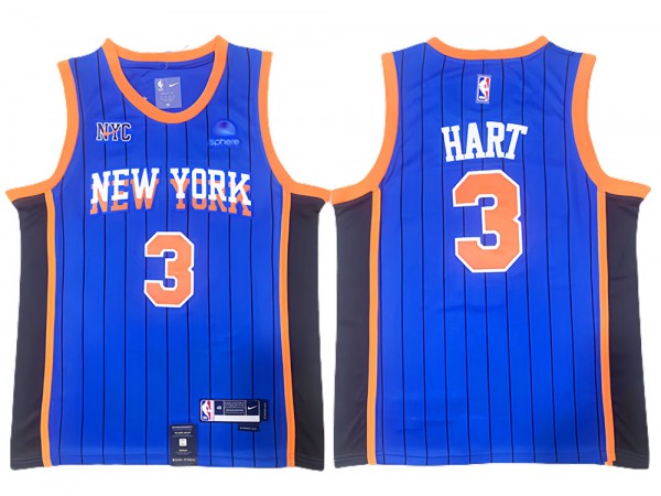 New York Knicks #3 Josh Hart Blue 2023/24 City Edition Swingman Jersey