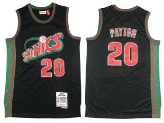 M&N Seattle SuperSonics #20 Gary Payton Black 1995-96 Neapolitan Hardwood Classics Jersey