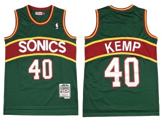 M&N Seattle SuperSonics #40 Shawn Kemp Green/Red Stripe 1995-96 Hardwood Classics Jersey