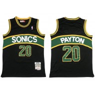 M&N Seattle SuperSonics #20 Gary Payton Black 1995-96 Hardwood Classics Jersey