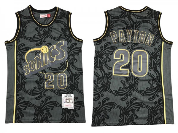 M&N Seattle SuperSonics #20 Gary Payton Gray 1995-96 Hardwood Classics Jersey