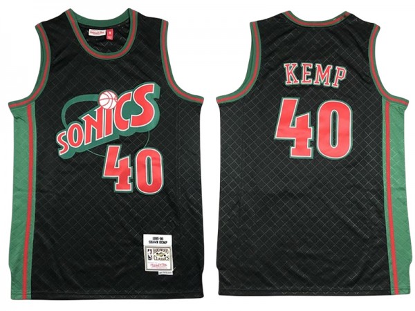 M&N Seattle SuperSonics #40 Shawn Kemp Black 1995-96 Neapolitan Hardwood Classics Jersey