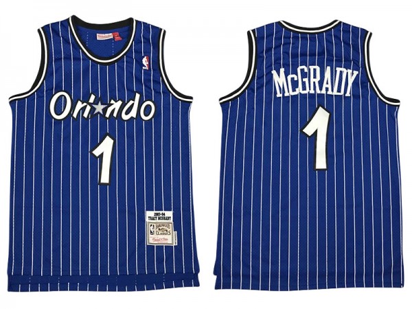 M&N Orlando Magic #1 Tracy McGrady Blue 2003/04 Hardwood Classics Jersey