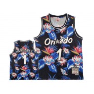 Orlando Magic #1 Anfernee Hardaway Black 1994/95 Floral Fashion Hardwood Classic Jersey