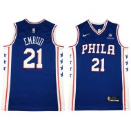 Philadelphia 76ers #21 Joel Embiid Blue 75th Anniversary Swingman Jersey