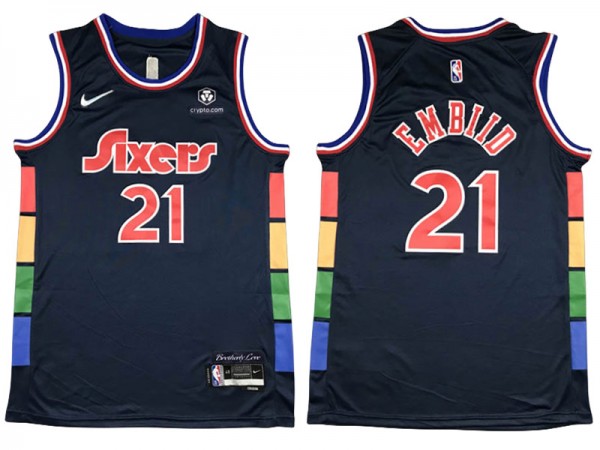 Philadelphia 76ers #21 Joel Embiid Navy 2021/22 City Edition Swingman Jersey