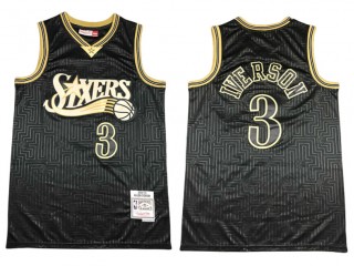 M&N Philadelphia 76ers #3 Allen Iverson Black 2000-01 Hardwood Classics Jersey