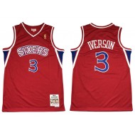 M&N Philadelphia 76ers #3 Allen Iverson Red 1996/97 Hardwood Classics Jersey