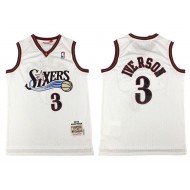 M&N Philadelphia 76ers #3 Allen Iverson White 1997/98 Hardwood Classics Jersey